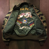  【uscountrystore】-  BIRDIE MADEBIRDIE MADE VNAF TIGER STRIPE L-2B FLIGHT JACKET w/ EMBROIDERIES, ARMY SHADE 255, REVERSIBLE, TEST SAMPLE