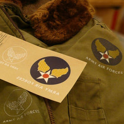  【uscountrystore】-  MIMURA YOKOMIMURA YOKO  AIR FORCES IRON ON DECAL for B-15 B-15A L-2 N-2 N-3 flight jacket.